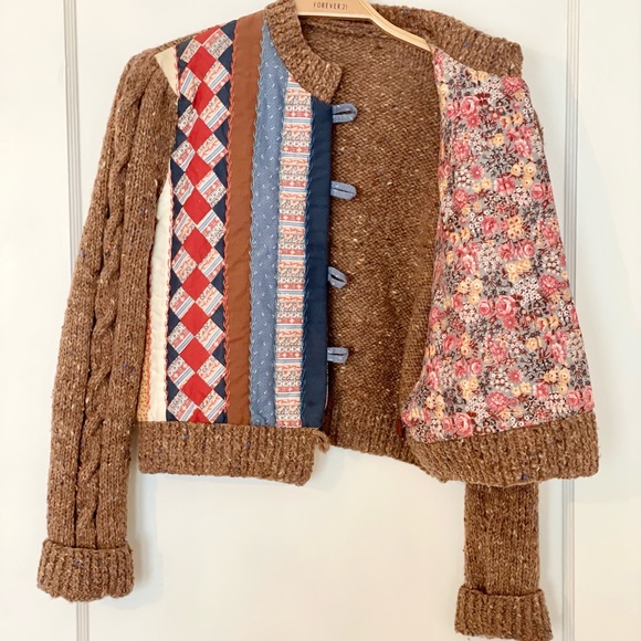 Vintage Hand Knit Quilted Women’s Cardigan - Picture 2 of 6